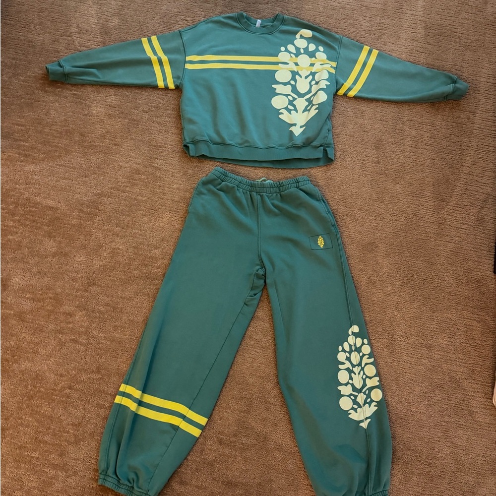 Free People Green Matching Sweat Set